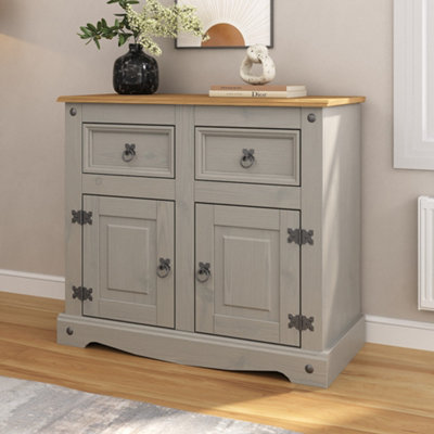 Mews Corona Grey Sideboard 2 Door 2 Drawer Cabinet Storage Cupboard Pine from B&Q