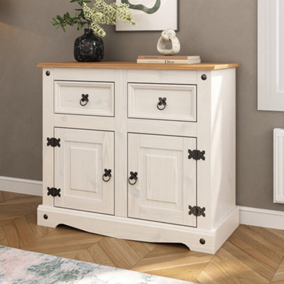 B&Q -  Corona White Sideboard 2 Door 2 Drawer Mexican Solid Pine Wood