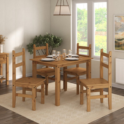 Mews Corona Dining Table Set 4 Seater Solid Mexican Pine Wood Table With 4 Chairs from B&Q