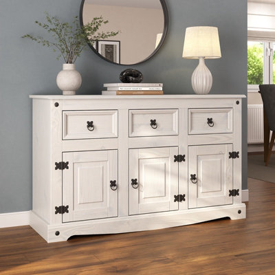 Mews Corona White 3 Door 3 Drawer Sideboard - Image 4