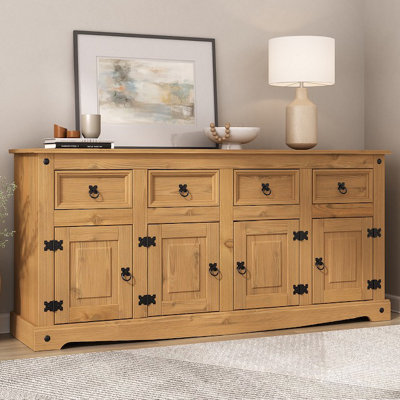 Mews Corona Sideboard 4 Door 4 Drawer Large Mexican Solid Pine Wood