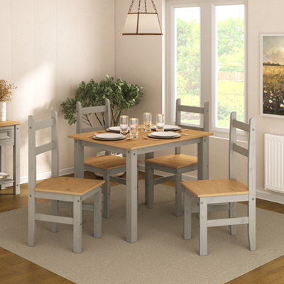 Mews Corona Dining Table Set 4 Seater Grey Solid Mexican Pine Wood Table With 4 Chairs from B&Q