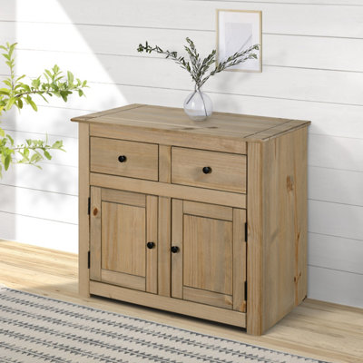 Mews Panama Sideboard 2 Door 2 Drawer Solid Pine Wood Waxed Oak Finish from B&Q
