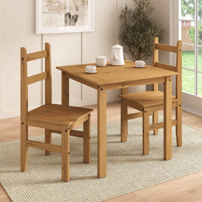 Mews Corona Dining Set 2 Seater Solid Mexican Pine Wood Dining Table With 2 Chairs from B&Q