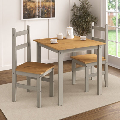 Mews Corona Dining Table Set 2 Seater Grey Solid Mexican Pine Wood Dining Table With 2 Chairs from B&Q