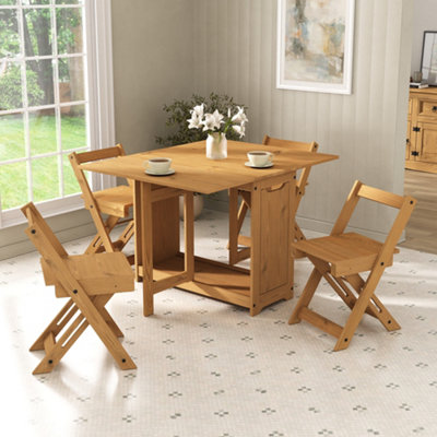 B&Q -  Corona Butterfly Dining Set Santos 4 Seat Folding Drop Leaf Table Solid Mexican Pine