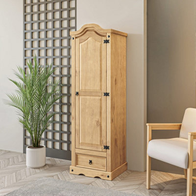 Mews Corona Wardrobe 1 Door 1 Drawer Arch Top Solid Mexican Pine from B&Q