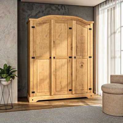 Mews Corona Wardrobe 3 Door Arch Top Mexican Solid Pine from B&Q