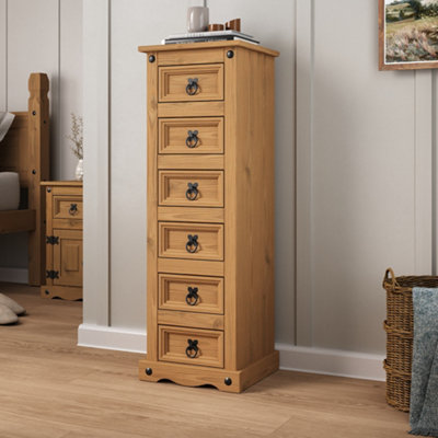 B&Q -  Corona 6 Drawer Chest Of Drawers Narrow Bedside Table Cabinet