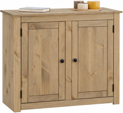 Panama Sideboard 3 Door Cabinet Solid Pine Wood Waxed Oak Finish - Image 4