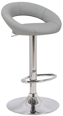 B&Q -  Sorrento Real Leather Kitchen And Breakfast Bar StoolHeight Adjustable Swivel Gas LiftGrey