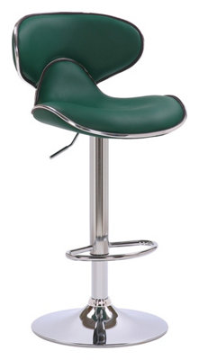 Lamboro Carcaso Single Kitchen Bar Stool, Chrome Footrest, Height Adjustable Swivel Gas Lift, Breakfast Bar & Home Barstool, Sage Green