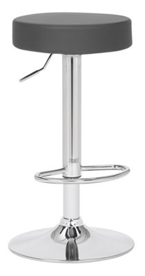 Lamboro Grey Semplice Breakfast Bar Stool, Chrome Footrest, Height Adjustable Swivel Gas Lift, Home Bar & Kitchen Barstool, Charcoal - Image 3