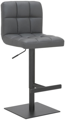 Lamboro Allegro Deluxe Kitchen & Breakfast Bar StoolMatt Black FootrestAdjustable Swivel Gas LiftCharcoal Grey from B&Q