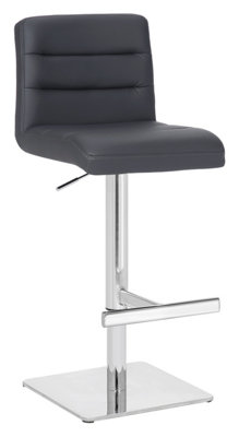 Lamboro Luscious Deluxe Real Leather Breakfast Bar StoolChrome FootrestSwivel Gas LiftHome Bar & Kitchen BarstoolCharcoal Grey from B&Q