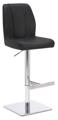 Lamboro Black Ravenna Deluxe Breakfast Bar Stool, Chrome Footrest, Height Adjustable Swivel Gas Lift, Home Bar & Kitchen Leather Barstool, - Image 3