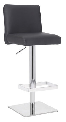 Lamboro Snella Signature Charcoal Real Leather Bar Stool, Adjustable & Swivel Grey