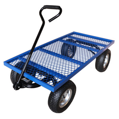 Workhorse Black General Purpose Heavy-Duty Platform Truck - Mesh Base, Puncture-Proof Wheels, Capacity 450Kg