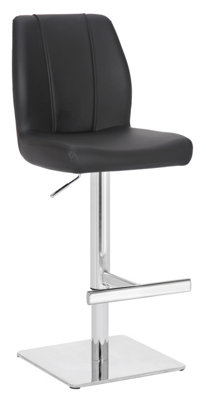 Lamboro Ravenna Deluxe Breakfast Bar Stool, Chrome Footrest, Height Adjustable Swivel Gas Lift, Home Bar & Kitchen Barstool, Black