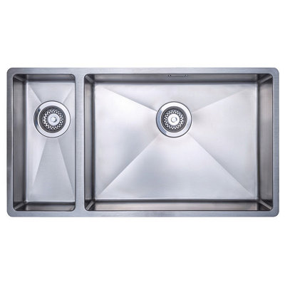 Austen & Co. Como Stainless Steel Extra Large Inset & Undermount 1.5 Bowl Kitchen SinkRight Hand Main Bowl