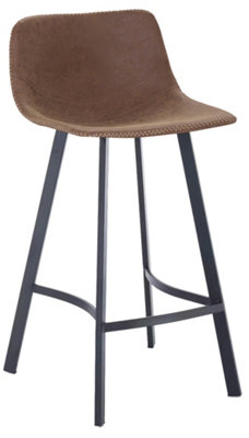 Lamboro Antico Kitchen Bar StoolSingleFaux Leather SeatMetal Leg Fixed Height Stool With Footrest For Breakfast Bar StoolBrown from B&Q