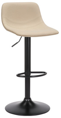B&Q -  Antico Faux Leather Kitchen Bar StoolMatt Black Stem & BaseAdjustable Gas Lift With BackrestBreakfast Bar StoolCream