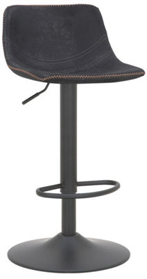 B&Q -  Antico Faux Leather Kitchen Bar StoolMatt Black Stem & BaseAdjustable Gas Lift With BackrestBreakfast Bar StoolBlack