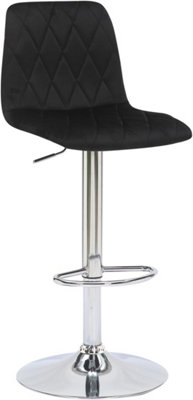 Lamboro Verona Velvet Kitchen Bar StoolsSingleHeight Adjustable Gas Lift Stool With BackrestBreakfast Bar StoolBlack from B&Q