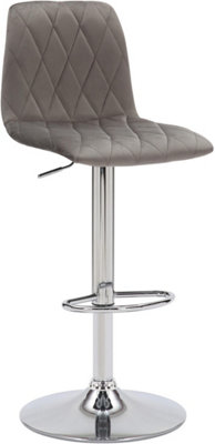 Lamboro Verona Velvet Kitchen Bar StoolsSingleHeight Adjustable Gas Lift Stool With BackrestBreakfast Bar StoolGrey from B&Q