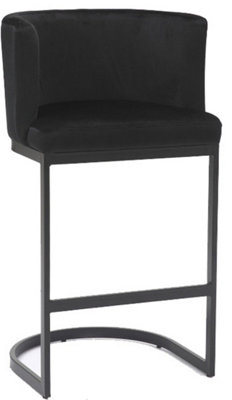 B&Q -  Velino Velvet Kitchen Bar StoolsMatt Black Cantilever FrameSeat With BackrestBreakfast & Home Bar StoolBlack