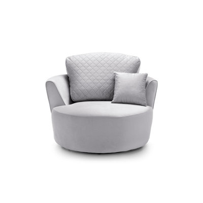 B&Q -  Chicago Velvet Swivel Chair In Light Grey