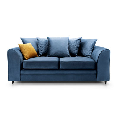 B&Q -  Chicago Velvet 3 Seater Sofa In Dark Blue