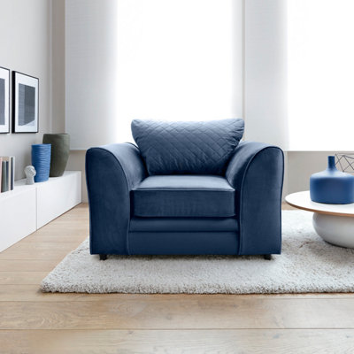 B&Q -  Chicago Velvet Armchair In Dark Blue