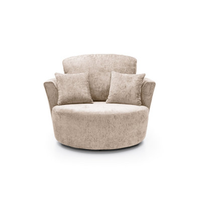 Abakus Direct Harriet Crushed Chenille Swivel Chair In Cream from B&Q