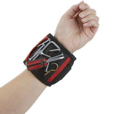 Magnetic Wristband Tool Holder With 15 Magnets And Storage Pockets Black from B&Q