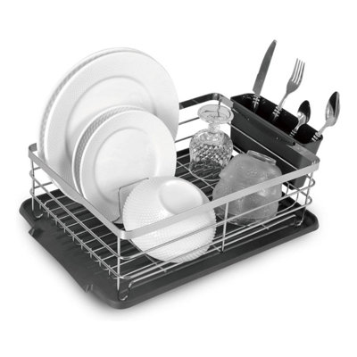  - Kitchen Dish Rack Drainer With Utensil Holder And Removable Drip Tray