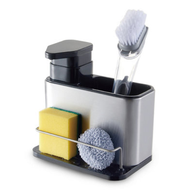 B&Q -  Stainless Steel Kitchen Sink Organiser Soap Dispenser Pump Sponge Brush Holder