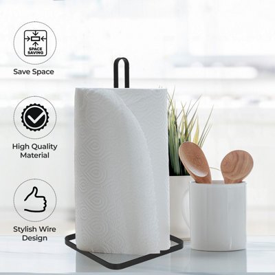 Free Standing Kitchen Paper Holder Organiser Black - Image 3