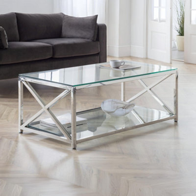 Julian Bowen Miami Glass and Chrome Coffee Table - Image 9