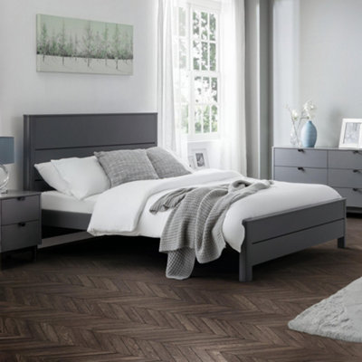 B&Q -  Chloe 150Cm King Grey Wooden Bed