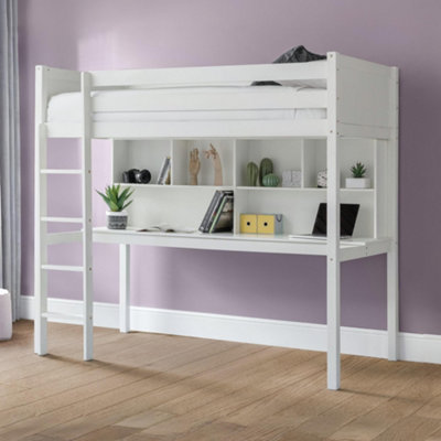 Julian Bowen Titan 90Cm Single White Highsleeper Loft Bed With Desk from B&Q