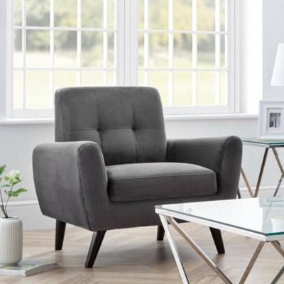 B&Q -  Monza Chair In Dark Grey Velvet