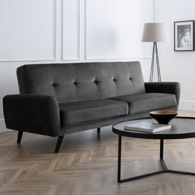 Julian Bowen Monza 2 Seater Dark Grey Velvet Sofa - Image 6