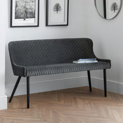 Julian Bowen Unisex Grey Luxe Diamond Quilted Upholstered Seater High Back Bench In Size 2 - Image 3