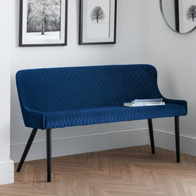 Julian Bowen Luxe 143cm Blue Velvet Dining Bench - Image 7