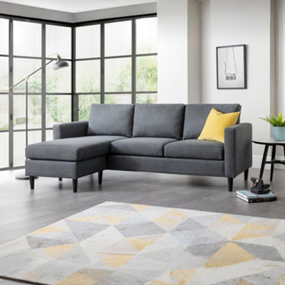 B&Q -  Marant Upholstered 3 Seater Sofa With Chaise FootstoolForge Grey Linen - Image 8