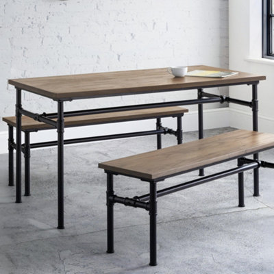 Julian Bowen Carnegie 4 Seater Dining Table - Elm Wood - Mocha and Black - Image 7