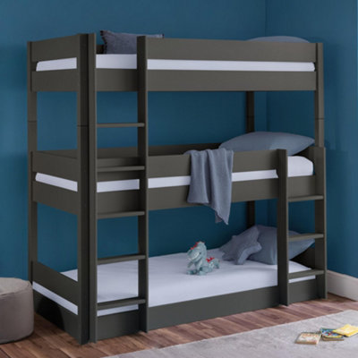B&Q -  Trio 90Cm Single Anthracite Black 3 Tier Triple Bunk Bed
