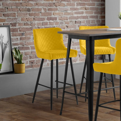 B&Q -  Luxe Velvet Bar StoolMustard