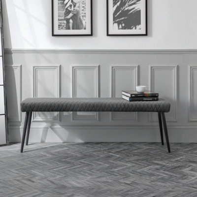 Julian Bowen Luxe 140cm Grey Velvet Dining Bench - Image 7